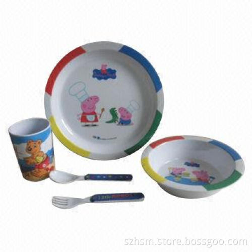 Europe Standard 100% Melamine Cartoon Print Dinnerware Set, Customized Designs are Accepted